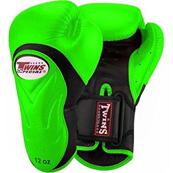 Twins special Boxing Gloves BGVL-6 Green-Black 10,12,14,16 oz Muay Thai Sparring MMA K1 นวมซ้อมชกทวินส์ สเปเชี่ยล สีเขียว-คาดดำ หนังแท้ 100%