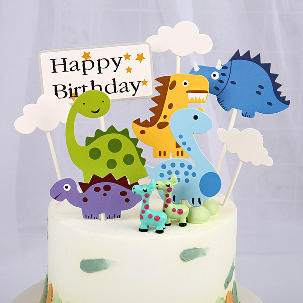 Cute Cartoon Dinosaur Cake Toppers A Sets Of Inserting Flags Baking Cake Decor