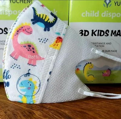 3D kids mask stripe Dino for child age 0-3 Years (50 PCs) mask hygiene kid 3D