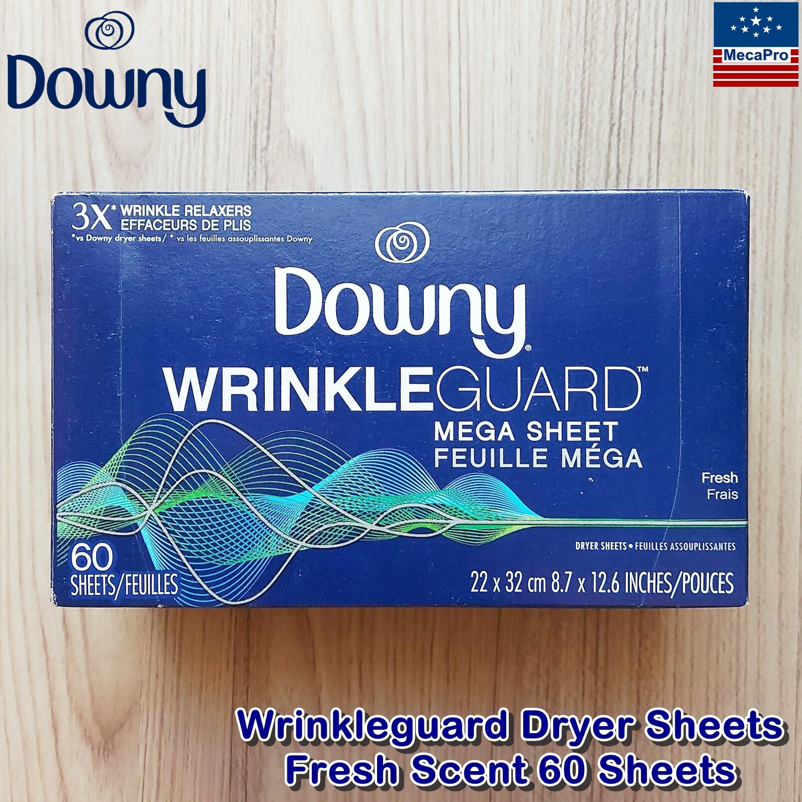 Downy® Wrinkleguard Dryer Sheets Fresh Scent 60 Sheets แผ่นหอมอบผ้า ดาวน์นี่ แผ่นปรับผ้านุ่ม แผ่นอบผ้า