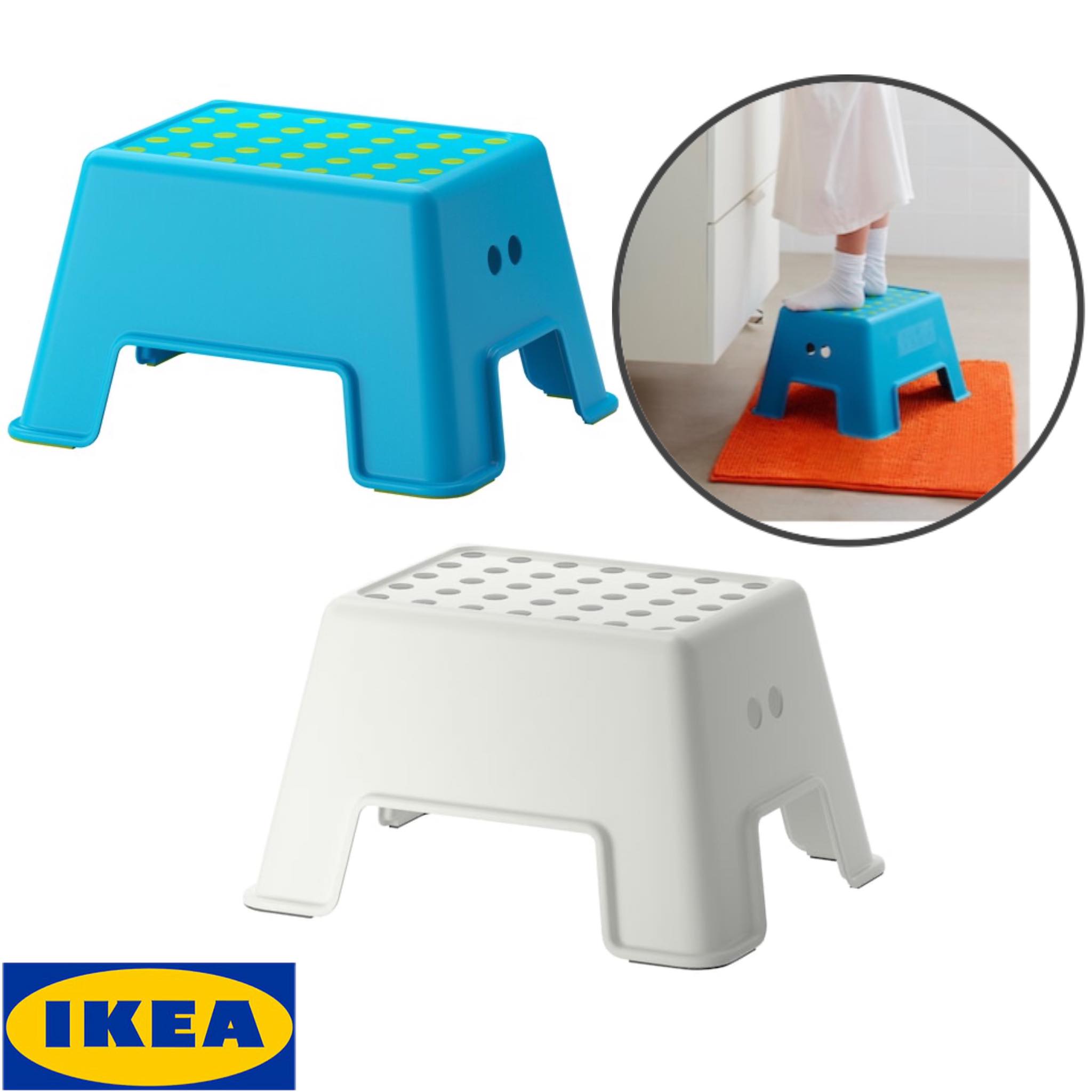 IKEA เฟอร์ชิกติก สตูลเด็ก, ขาว,น้ำเงิน