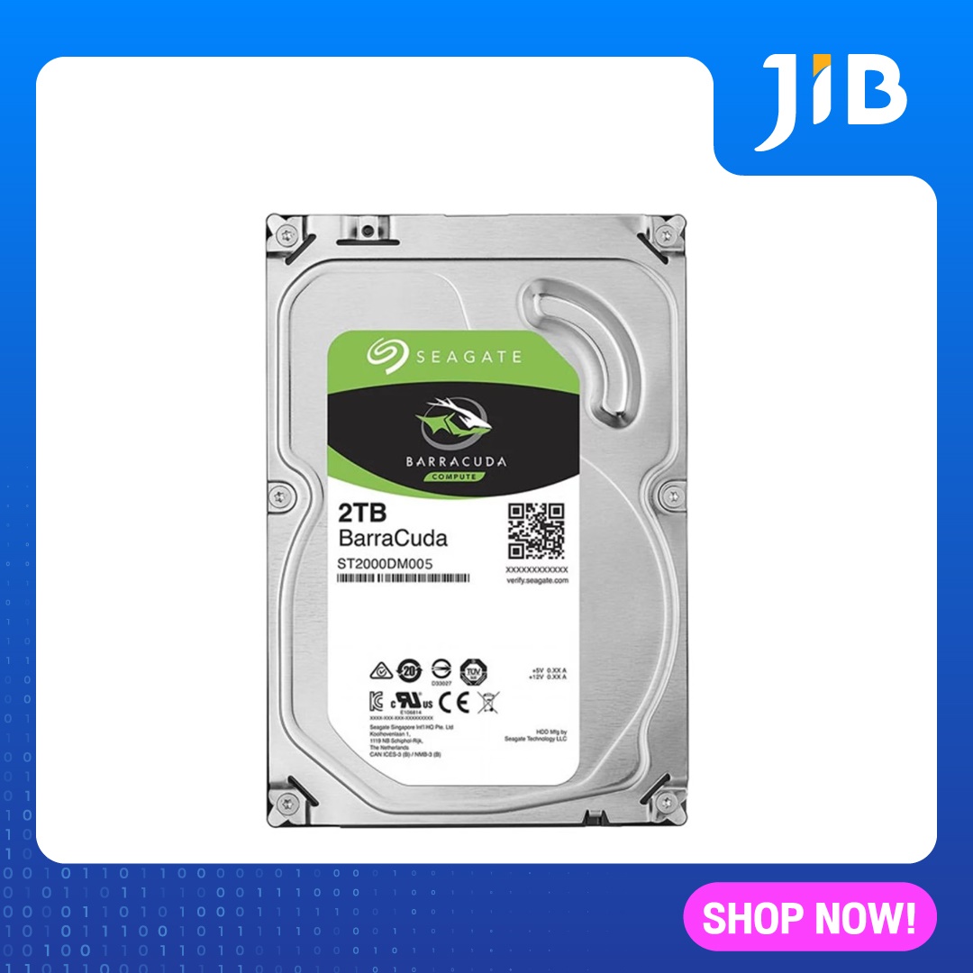 JIB 2 TB HDD (ฮาร์ดดิสก์) SEAGATE BARRACUDA 5400RPM SATA3 (ST2000DM005)