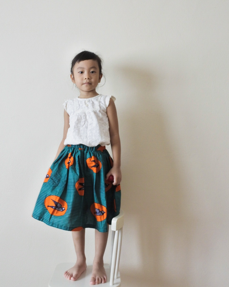 MERMEO |【SK-24】M(90-100)   African batik kids skirt | กระโปรงเด็กผ้าแอฟริกันบาติก