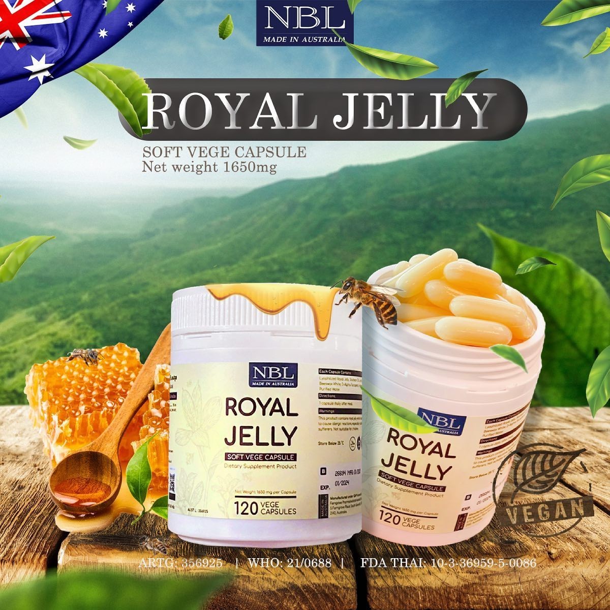 NBL ROYAL JELLY สูตรใหม่ ‼️ ซอฟเจลทำจากพืช เม็ดนุ่มๆ ดูดซึมดี นมผึ้งนู