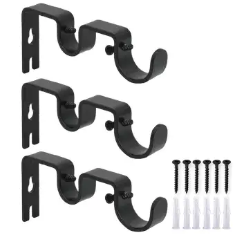 3pcs Set Curtain Rod Brackets Heavy Duty Double Rod Holders