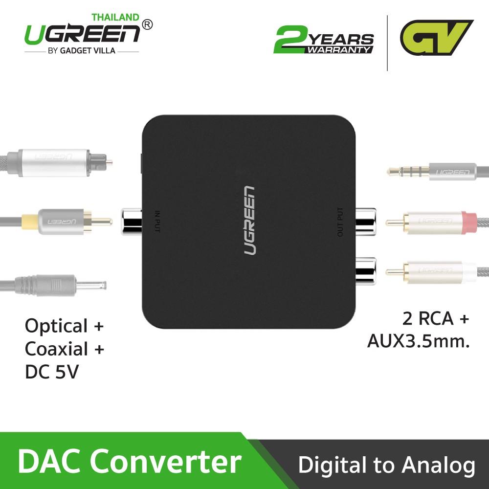 (ประกัน2ปี ส่งจากไทย) UGREEN 30523 ตัวแปลงช่องต่อOptical DACส่งสัญญาณ Digital Coaxial เป็น Analog 2RCA RCA L/R, AUX3.5mm