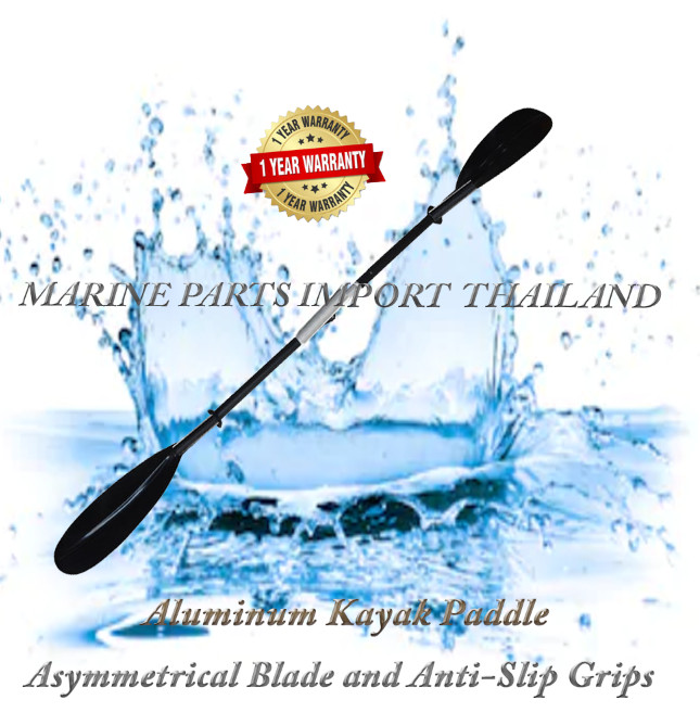Aluminum Kayak Paddle with Asymmetrical Blade and Anti-Slip Grips