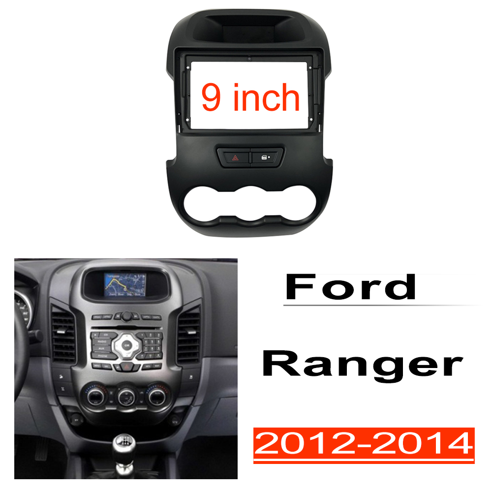 Honxunกรอบวิทยุ2dinขนาด9นิ้ว,ชุดครอบเครื่องเล่นแผงสเตอริโอติดหน้ารถอุปกรณ์ตกแต่งรถยนต์สำหรับFord Ranger 2012-2014