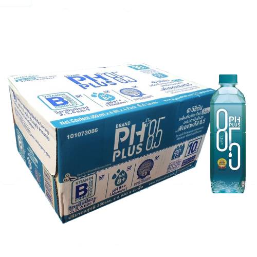 พีเอชพลัส (PH Plus) เครื่องดื่มน้ำอัลคาไลน์ ผสมวิตามินบีรวม PH Plus 8.5 (ขนาด 350 มล. 24ขวด)
