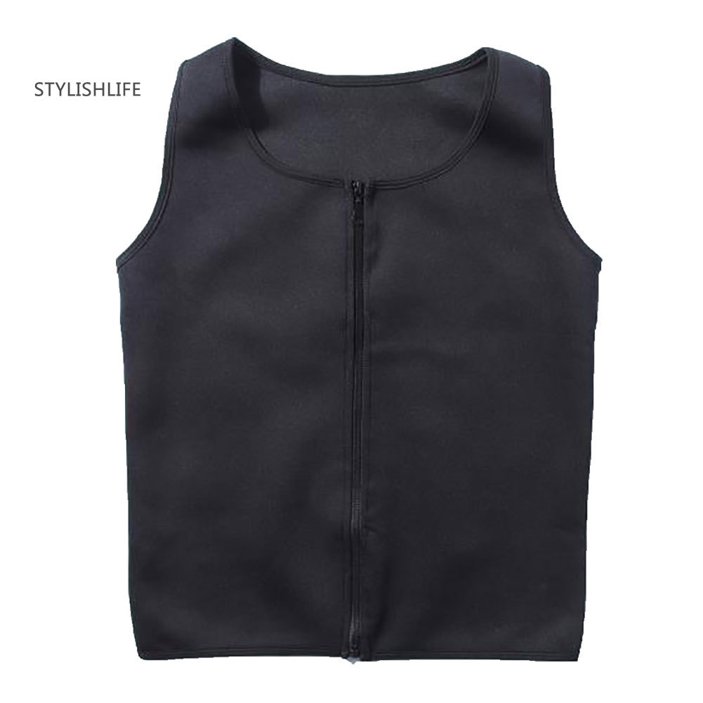 [stylishlife] Neoprene Sweating Vest Men Shapewear Gym Fitness Zipper