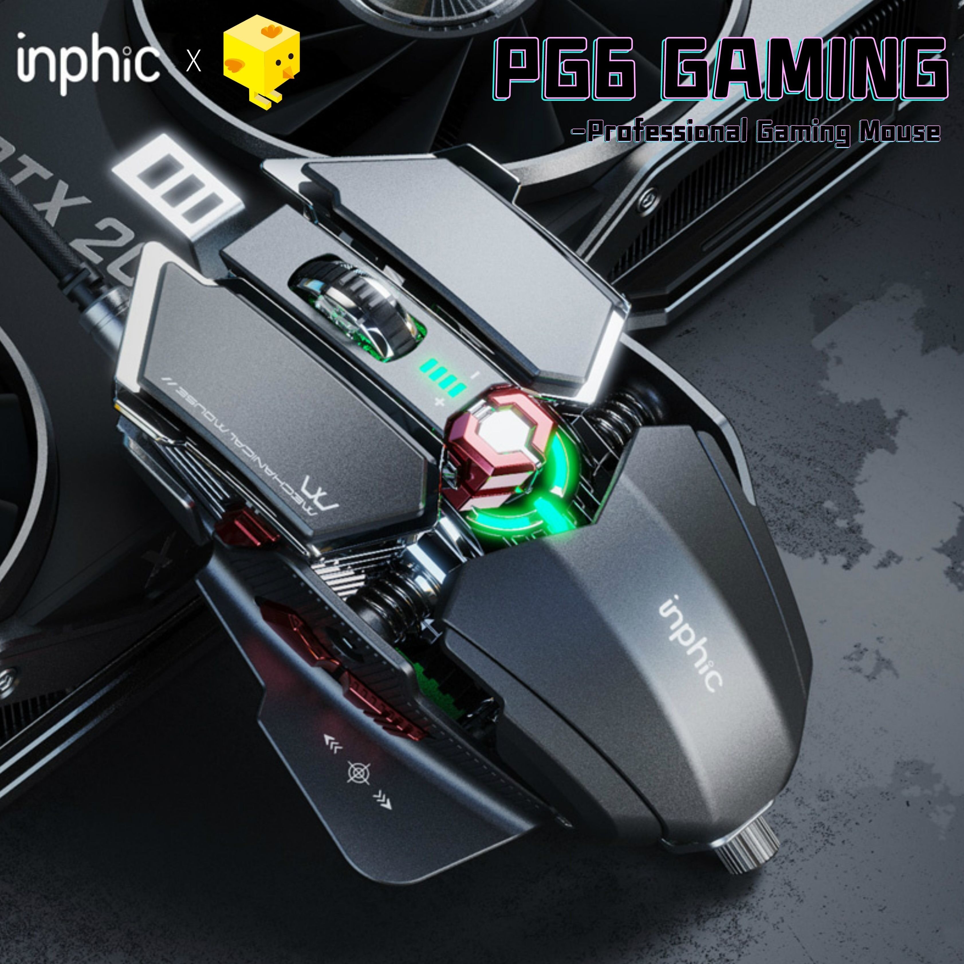 [Professional Gaming] Miss Kiroi Inphic PG6 RGB เมาส์เกมมิ่ง Gaming Mouse (PUBG Auto Spraying Adjustment) ออฟติคอล ตั้งมาโครคีย์ได้ ความแม่นยำสูงปรับ DPI 500 - 7200 เหมาะกับเกม MMORPG FPS