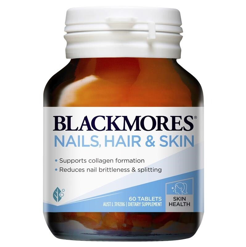 พร้อมส่ง Blackmores nails hair and skin 60 เม็ด สูตรเดิมเปลี่ยนแพ็คเก็จใหม่  AUST L 319286 ขนาด 60เม็ด สูตรขายในออสเตรเลีย