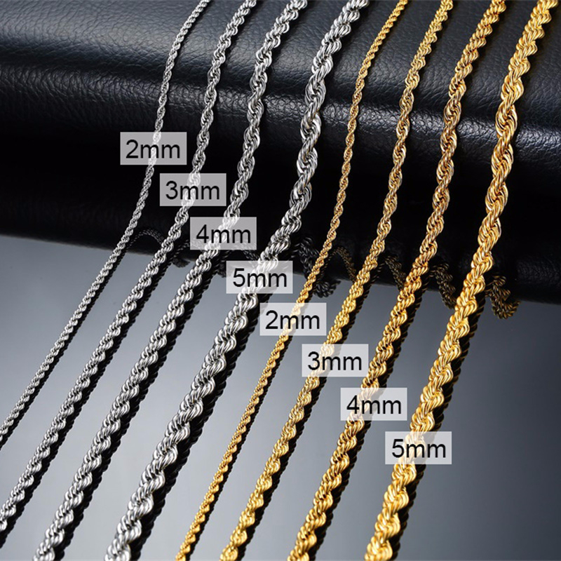Long Chain Rope Men Ropes Long Necklace Stainless Steel Minimalist Twist Rope Chain ...