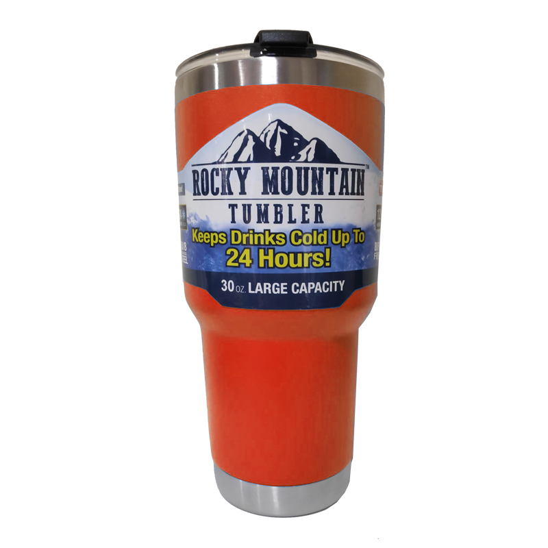 Rocky Mountain แก้วเก็บความเย็น ของแท้ ปลอดสารพิษ เก็บความเย็นได้นาน 24 ชั่วโมง ขนาด 30 ออนซ์ (พร้อมฝา) รับประกันคุณภาพ สี ส้มผิวด้าน