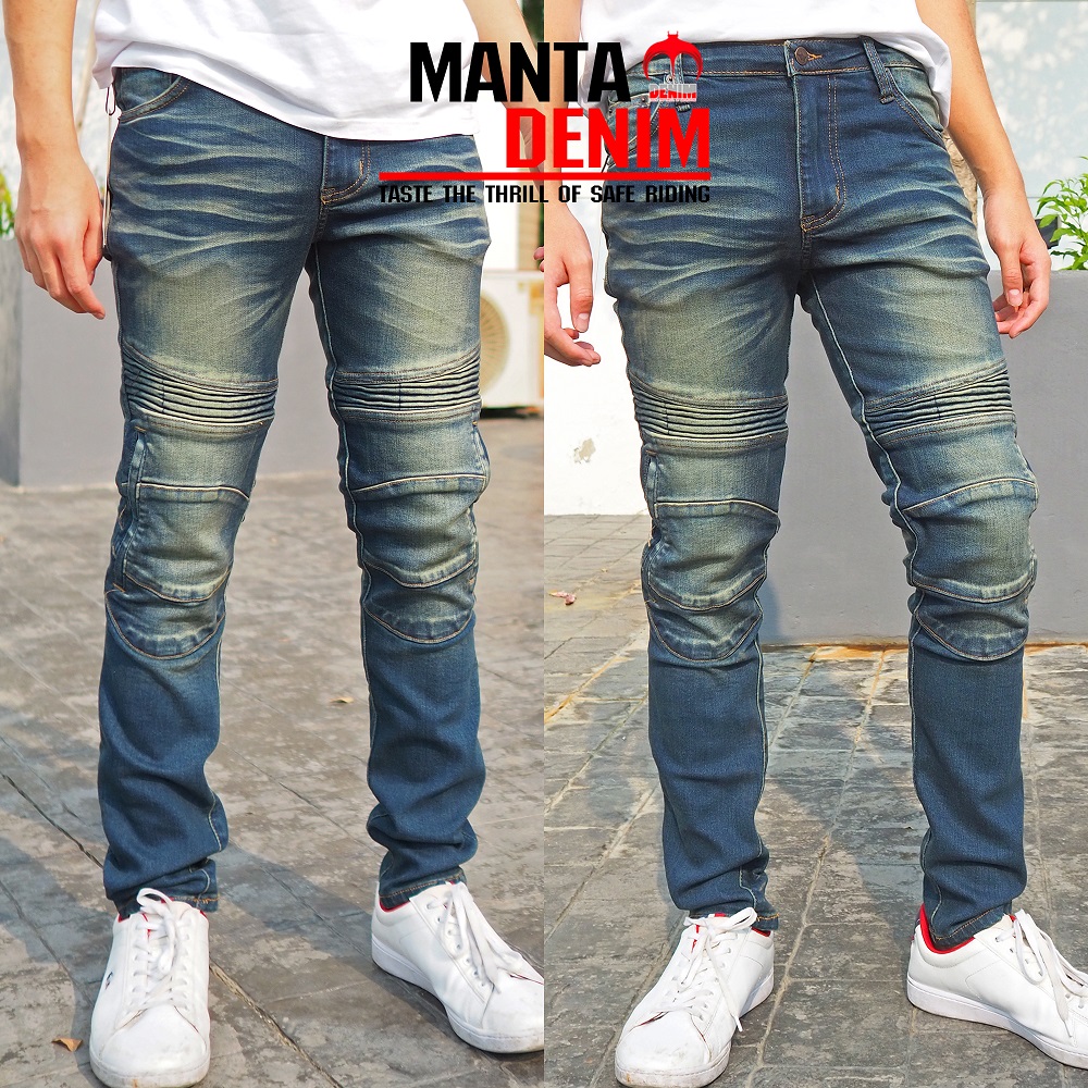 MANTA DENIM กางเกงการ์ด รุ่น FC08-1 พร้อมการ์ด Ce Level2 ไซส์30-38 กางเกงยีนส์ กางเกงผู้ชาย กางเกงการ์ด Biker กางเกงขี่มอไซต์