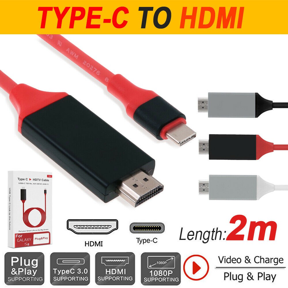 SALE USB C to HDMI Cable Type C to HDMI Video Adapter For Macbook Huawei P20 Pro Samsung Galaxy S9 S8 HDMI to USB-C Extender #คำค้นหาเพิ่มเติม HDMI Cable MHL WiFi display