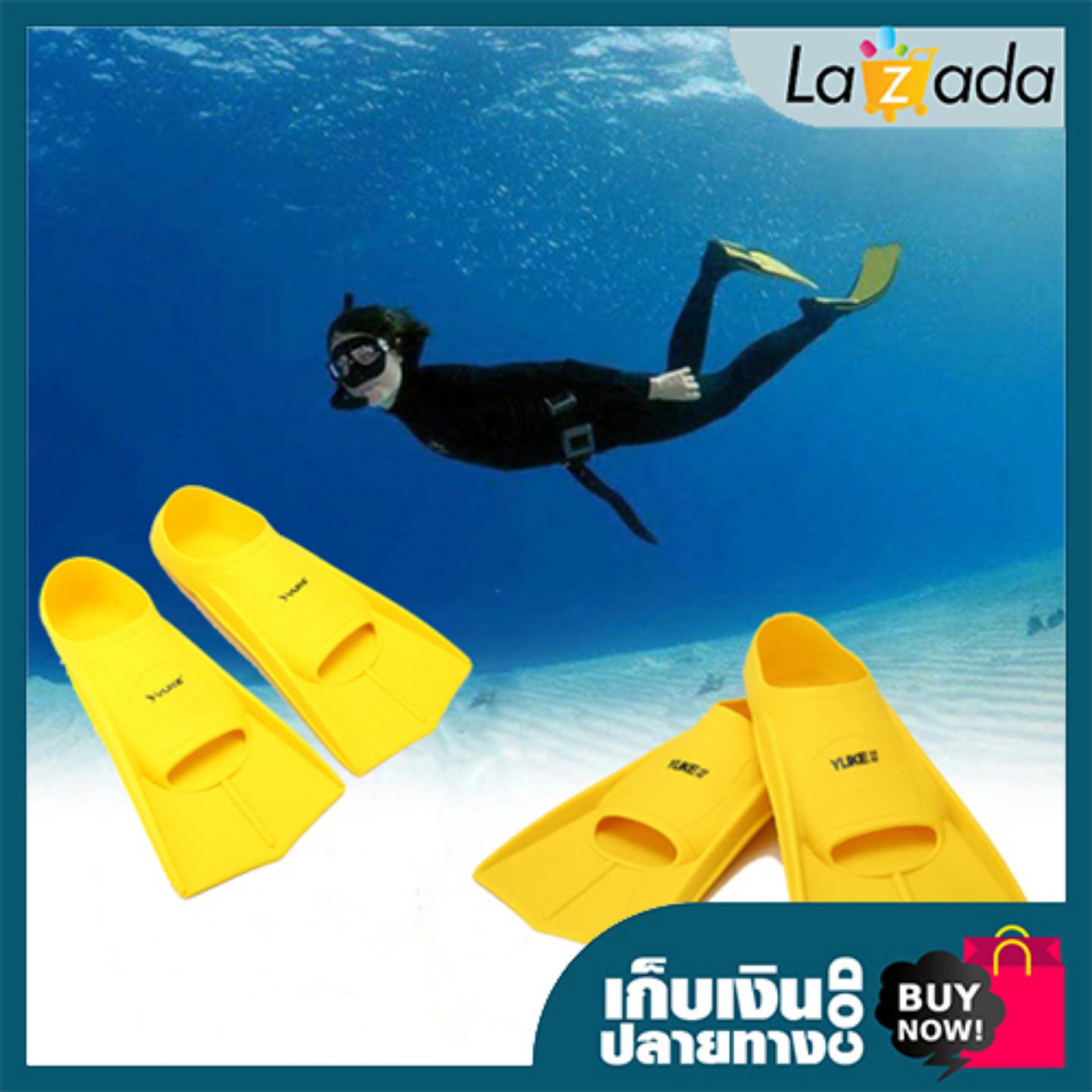 รองเท้าตีนกบ Yuke สำหรับใส่ว่ายน้ำ ดำน้ำ เพิ่มความคล่องตัวขณะอยู่ใต้ผิวน้ำ สี เหลือง มี 3 Size ให้เลือก