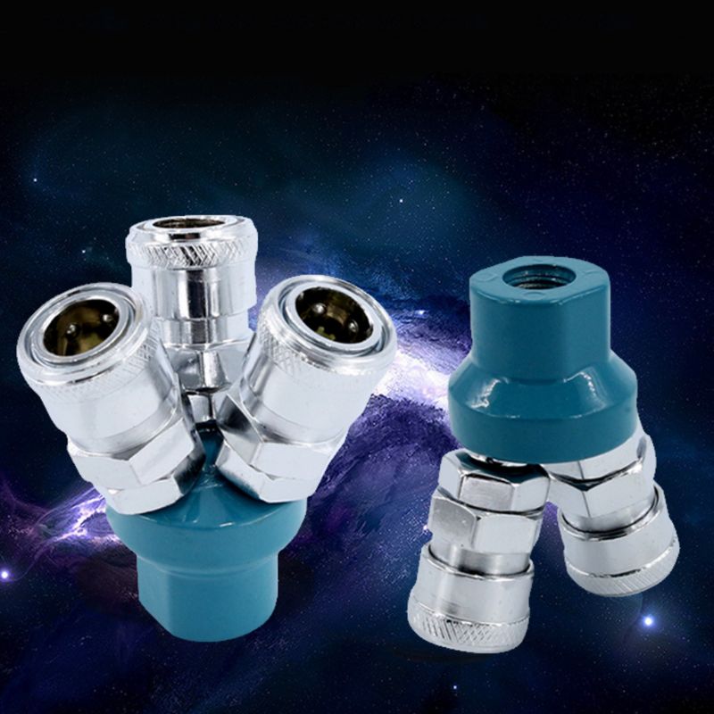 Đầu Nối Nhanh 2/3 Chiều Khớp Nối Ống Đa Năng Máy Nén Khí Dụng Cụ Khí Nén Lắp, Phụ Kiện Kim Loại