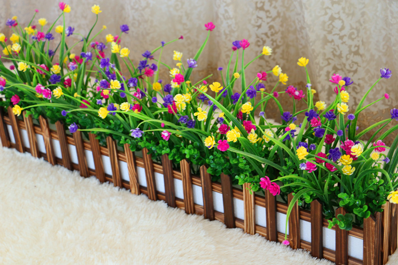 ดอกไม้จำลองปลอมดอกไม้ใบหญ้าไม้แท้ป้องกันการกัดกร่อนรั้วการจัดดอกไม้เซตหน้าต่างการตกแต่งที่รับแขก 58 เครื่องประดับสีเขียวพืช