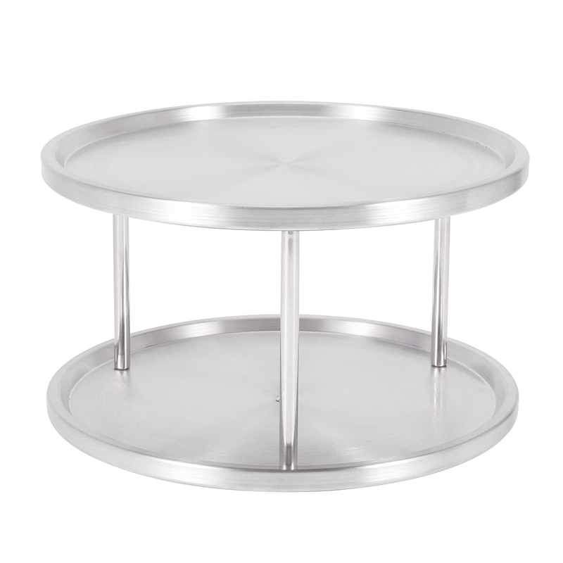 Spice Rack Stainless Steel Organizer Tray 360 Degree Turntable Rotating 2 Stand For Dining Table Kitchen Counters Cabinets