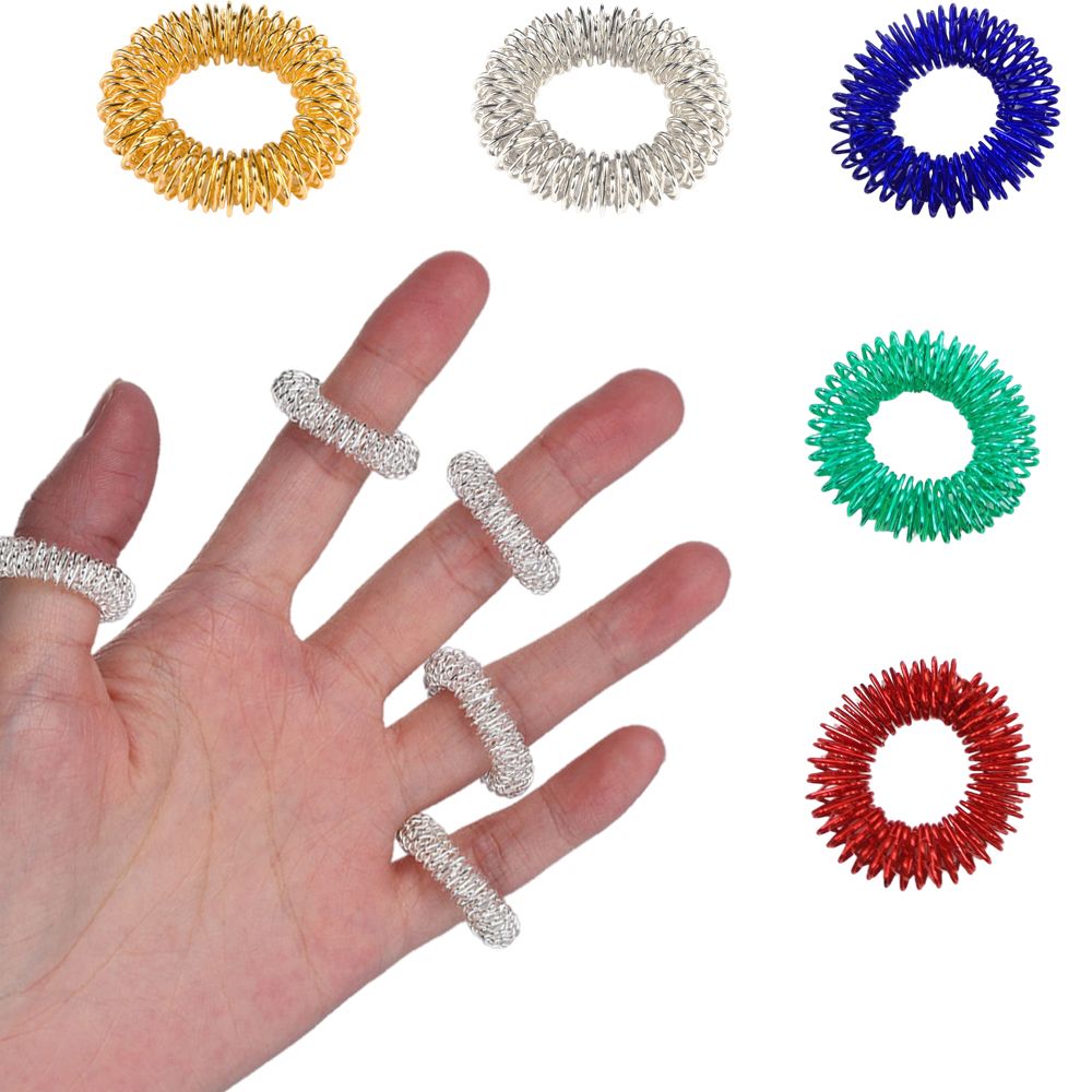 BENNETTGC 1 PC Stainless Steel for Acupressure for Kids Adults Classroom Supplies Stress Relief Sensory Finger Ring Fidget Toy Spikey