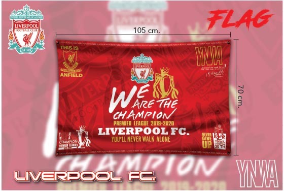 ธงเชียร์ Liverpool ขนาดไซด์ 105x70ซม. เป็นผ้าร่มพิมพ์ลายสวยงาม มีความเข้มและสด สามารถใช้ประดับห้องได้ LT02