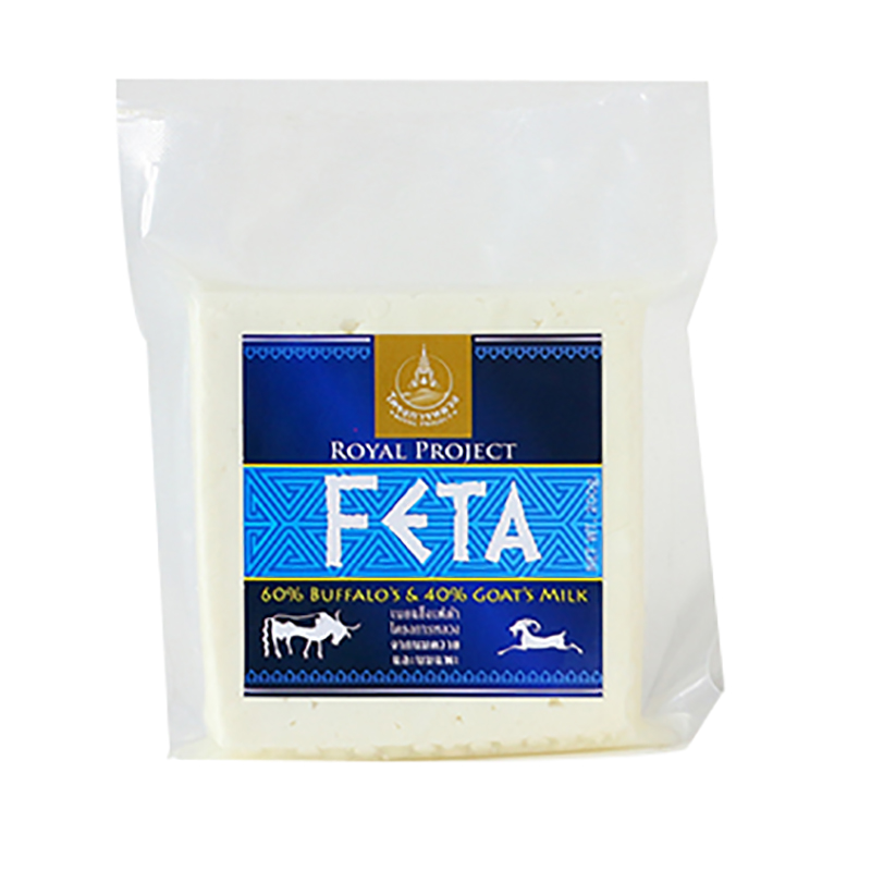 โครงการหลวง เฟต้าชีสนมควายผสมนมแพะ 200 กรัมRoyal Project Feta Cheese, Buffalo Milk with Goat Milk 200 grams