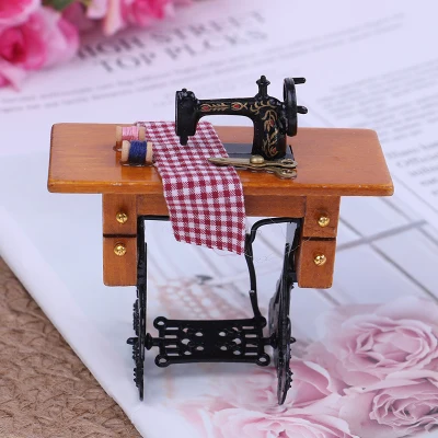 Dollhouse miniature furniture mini sewing machine table cloth decor 1:12 toy