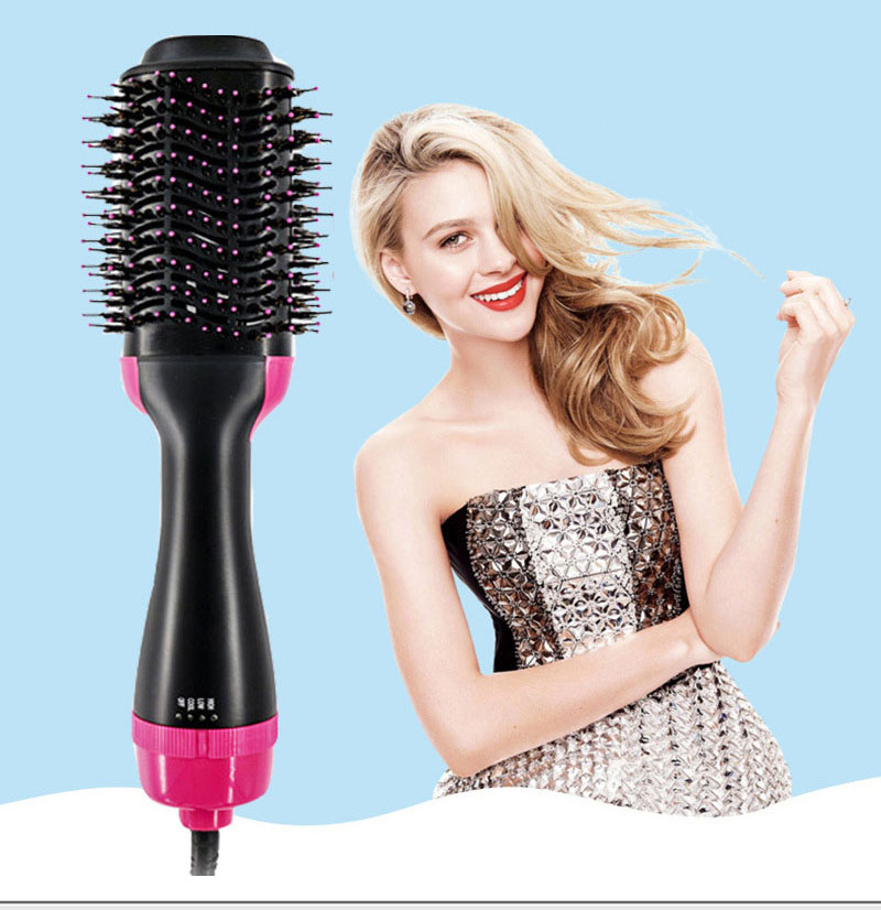 hot air cool air brush comb hair curler hair dryer 2 in 1 360 rotation Multifunction hair straightner curling iron