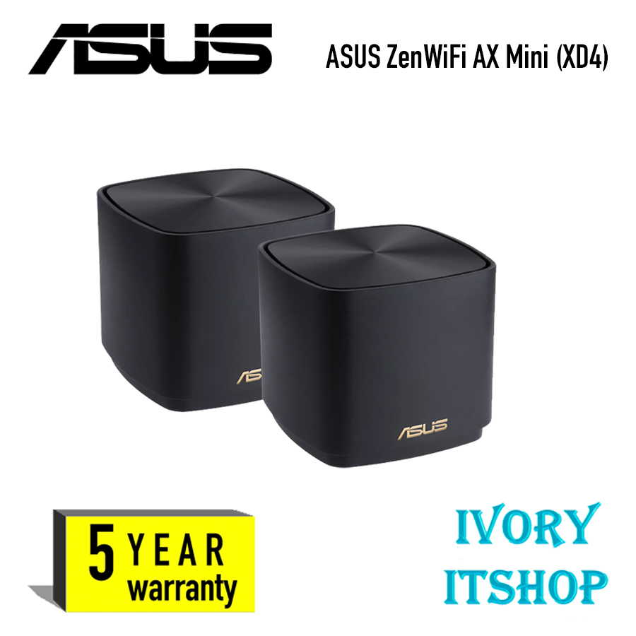 ASUS ZenWiFi AX Mini (XD4) AX1800 Whole-Home Mesh WiFi 6 System XD4(2Packs) Black/ivoryitshop