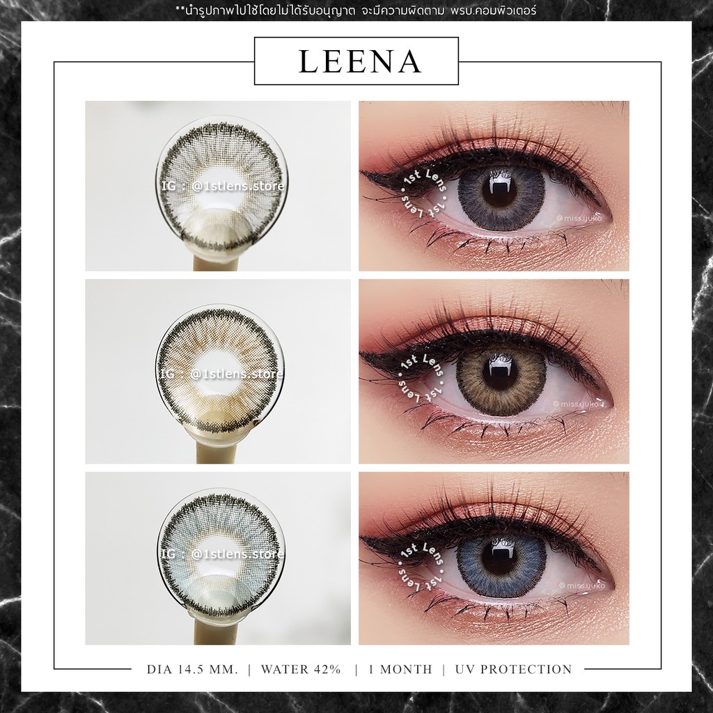 รุ่น ★ LEENA ★ (สีเทา/น้ำตาล/ฟ้า) Dreamcolor1 Contact Lens | คอนแทคเลนส์ รายเดือน | สายตาสั้น