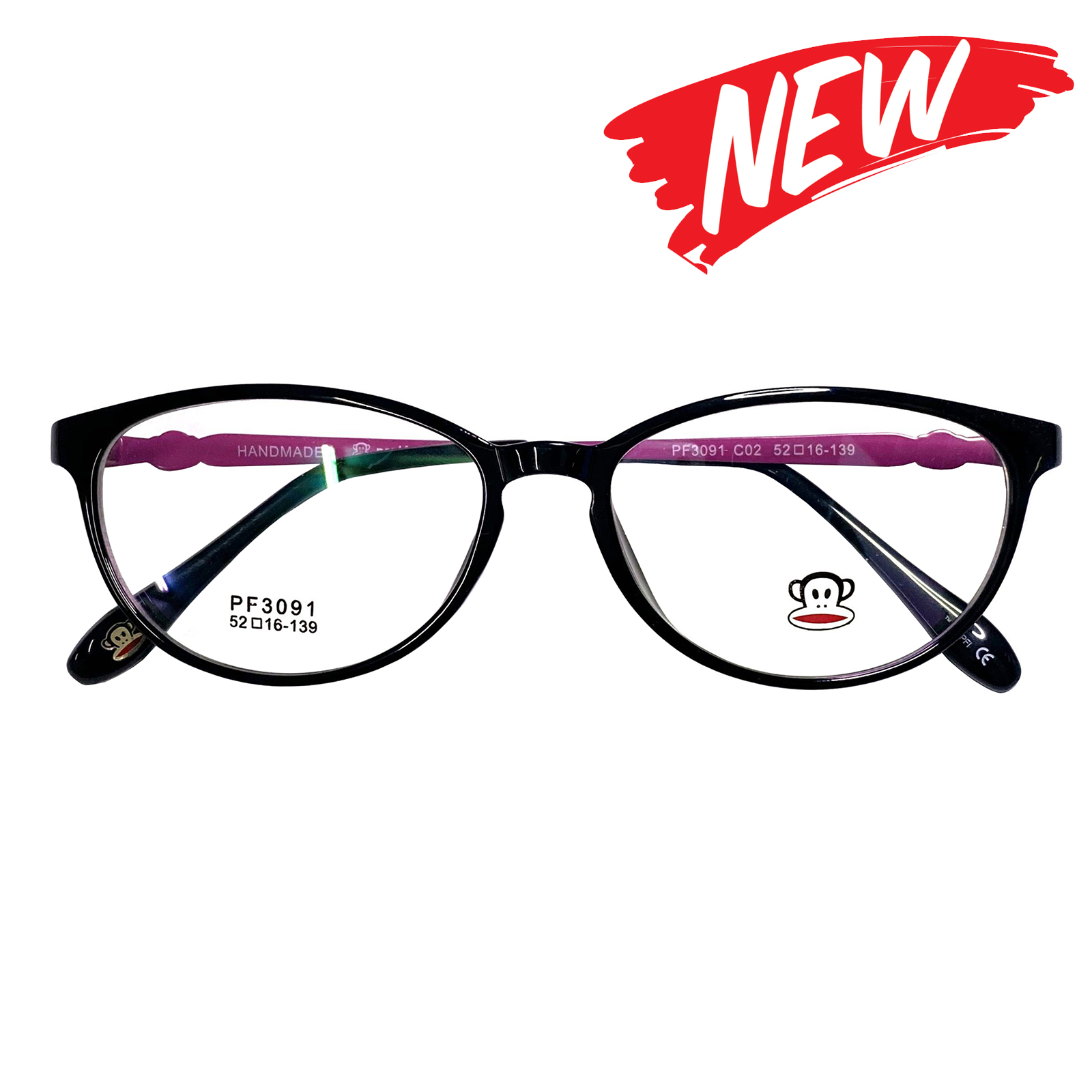 กรอบแว่นตา สำหรับตัดเลนส์ แว่นสายตา แว่นตา Fashion รุ่น Paul Frank 3091 กรอบเต็ม Rectangle ทรงรี ขาข้อต่อ วัสดุ TR 90 รับตัดเลนส์ทุกชนิด ราคาถูก