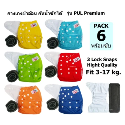 BABYKIDS95 Pocket cloth diapers, suede inner with Bamboo charcoal insert Set 6 pcs.