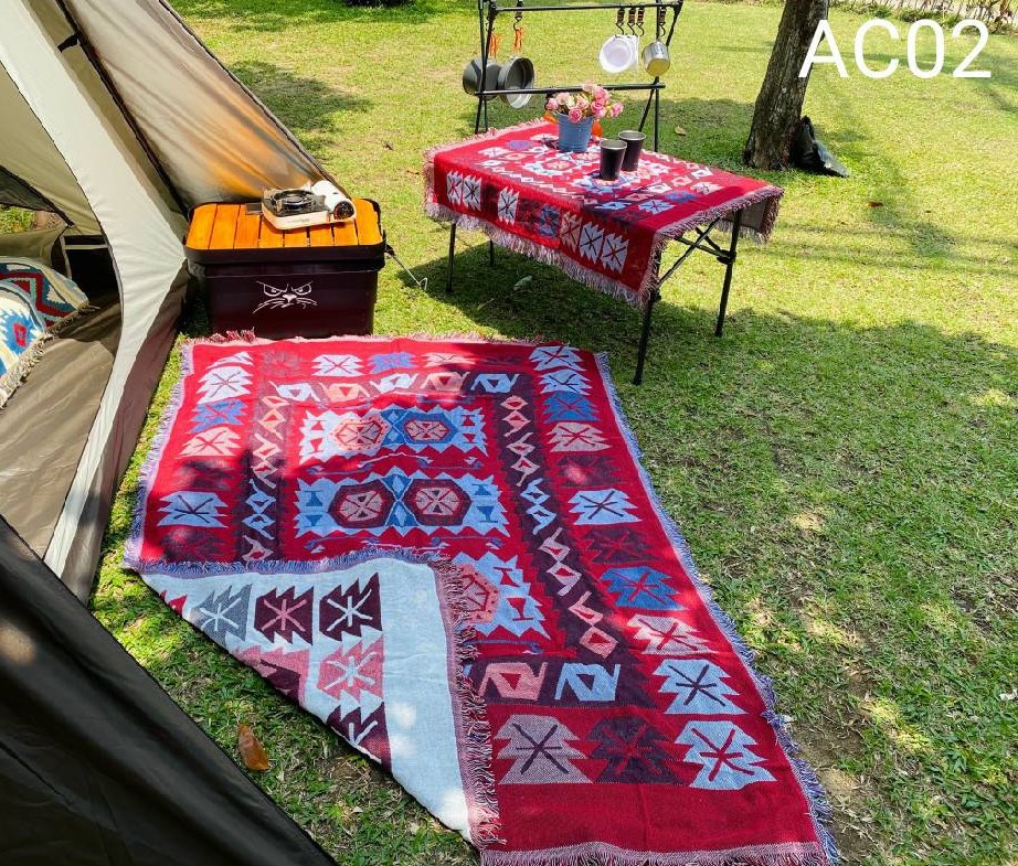 ฟรีค่าส่ง พรมโบฮีเมี่ยน เสื่อโบฮีเมี่ยน ผ้าคลุมโซฟา ที่คลุมโซฟา ผ้าปูแคมป์ปิ้ง เสื่อแคมป์ปิ้ง พรมกางเต้นท์ พรมตกแต่งบ้าน Camping พรม AC02