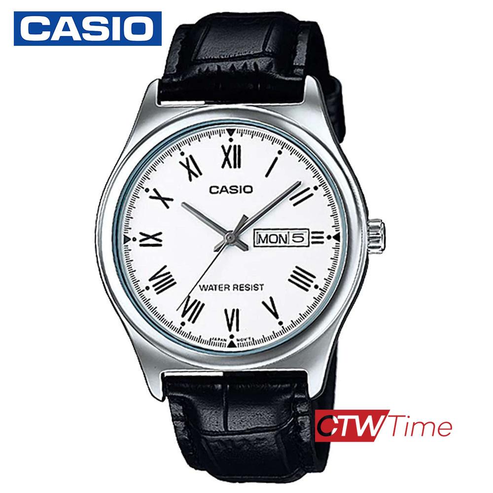 Casio Standard นาฬิกาข้อมือผู้ชาย สายหนัง รุ่น MTP-V006L-7BUDF (หน้าขาว)