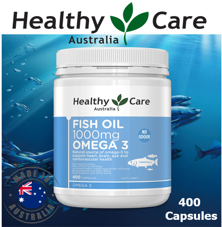 น้ำมันปลาโอเมก้า3 Healthy Care Fish Oil 1000mg Omega3 400 Capsules เฮล