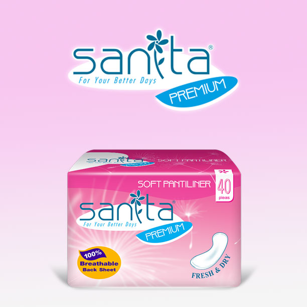 Sanita Premium Soft Pantiliner/แซนนิต้า พรีเมี่ยม แผ่นอนามัย ซอฟท์ แพนทิไลเนอร์ 40ชิ้น/ห่อ  ลดการสะสมแบคทีเรีย