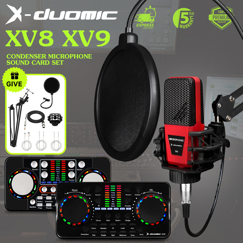 X-DUOMIC XV8 XV9 ไมโครโฟน ไมโครโฟนคอนเดนเซอร์ระดับมืออาชีพ ซาวน์การ์ดม ...