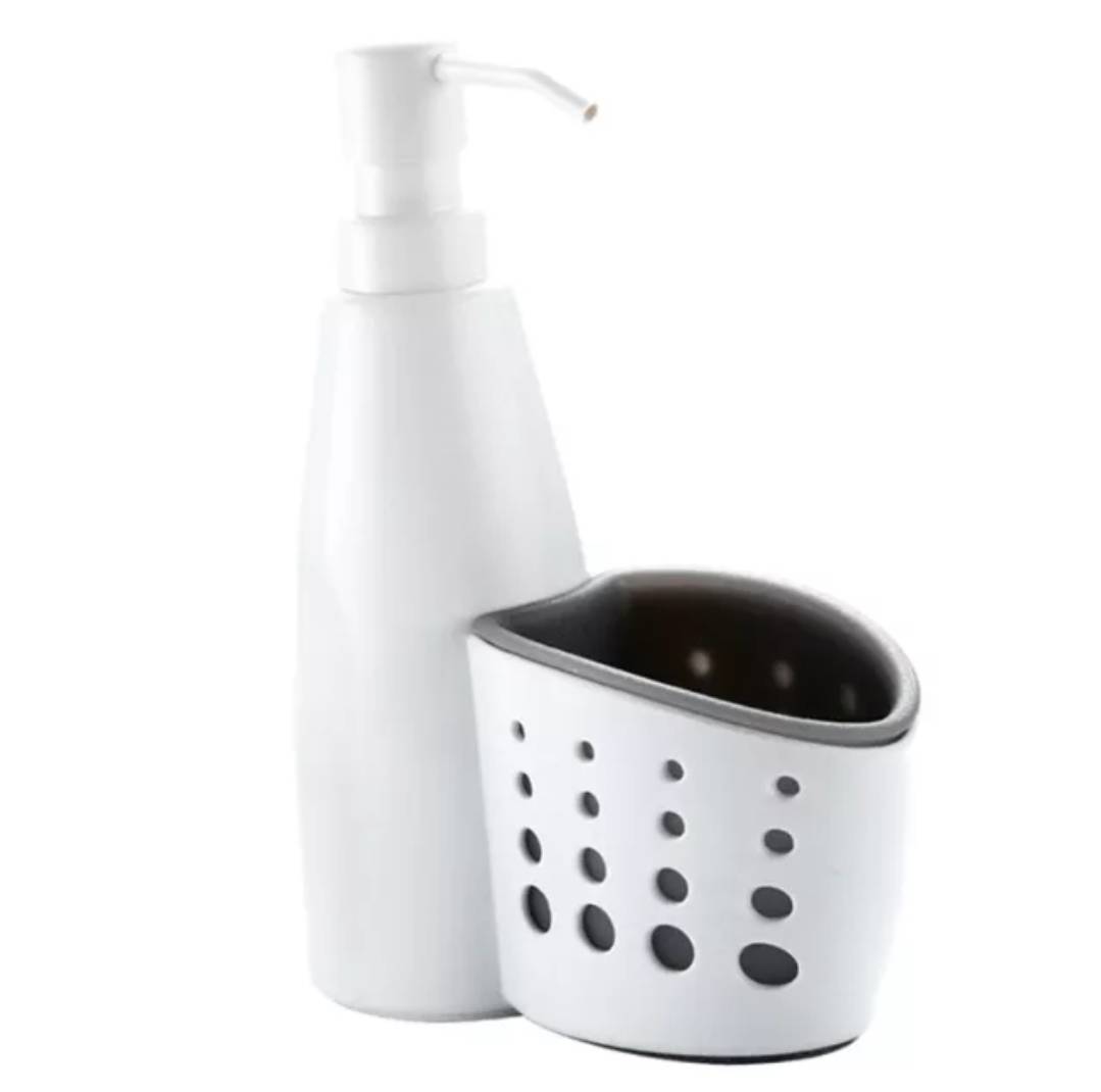 ขวดปั๊มใส่น้ำยาล้างจาน มาพร้อมที่เก็บฟองน้ำ ที่ใส่น้ำยางล้างจานแบบหัวปั๊ม BKK-006