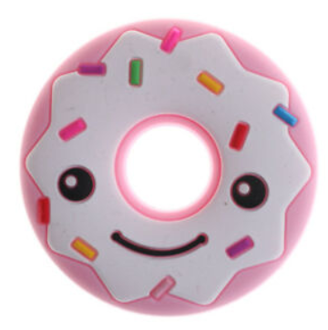 ยางกัดเด็กปลอดสารพิษ, FDA , ออกแบบรูปโดนัท    Non-toxic Baby Teether, FDA Approved, Fun Donut Shape Designs  สีวัสดุ Pink
