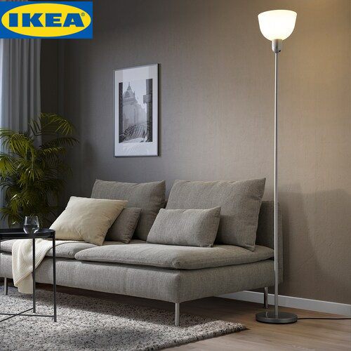 IKEA HEKTOGRAM โคมไฟตั้งพื้น ให้แสงสว่างส่องกระจายทั่วห้อง มีสวิตช์เปิดปิดอยู่ด้านบนโป๊ะโคม