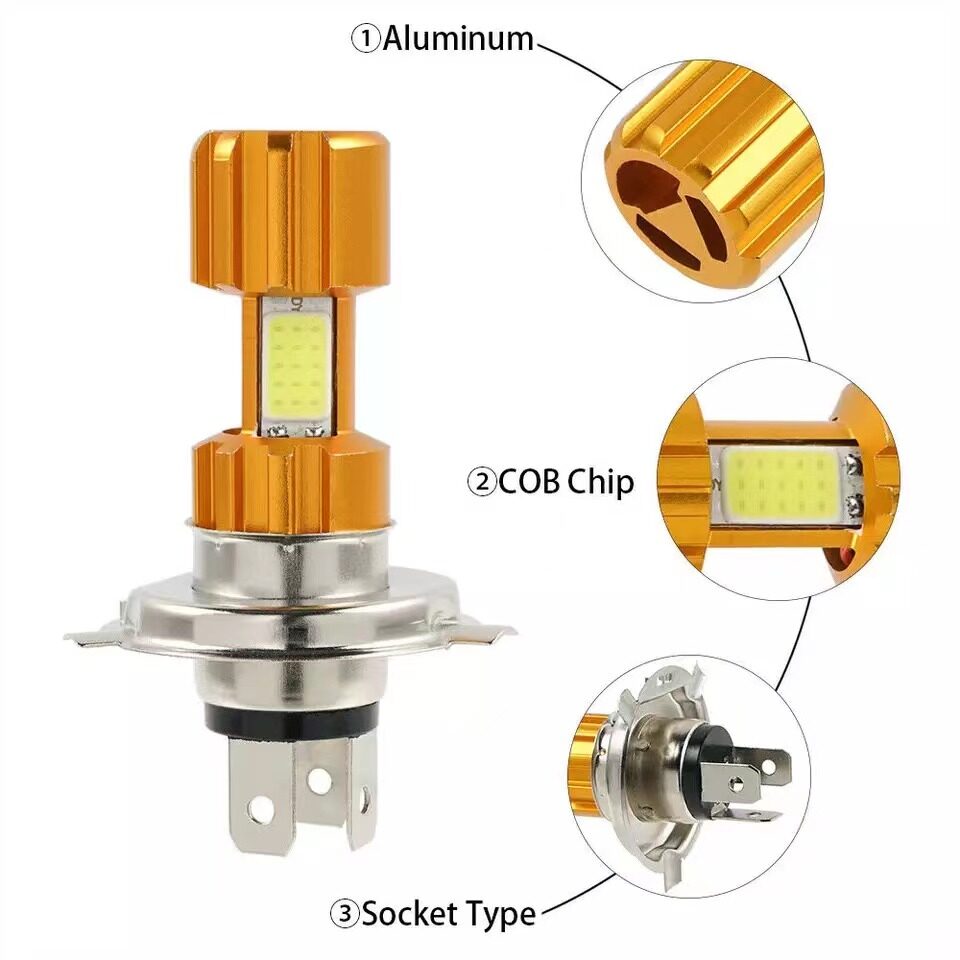 หลอดไฟหน้า LED แบบแท่ง H4 ขั้วเสียบ3ขา หลอดไฟหน้ามอไซด์ หลอด LED แบบ ...