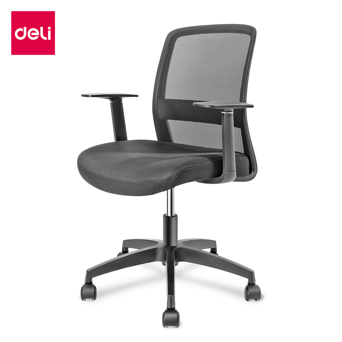 Deli เก้าอี้ทำงาน เก้าอี้สำนักงาน ที่พักแขนตัวT พอดีกับแขน ปรับขึ้นลงได้ถึง7.5ซม ฐานเก้าอี้รูปดาว5แฉก แข็งแรง ทนทาน คุณภาพดี Office chair ราคา 2,590 บาท*ส่งฟรี