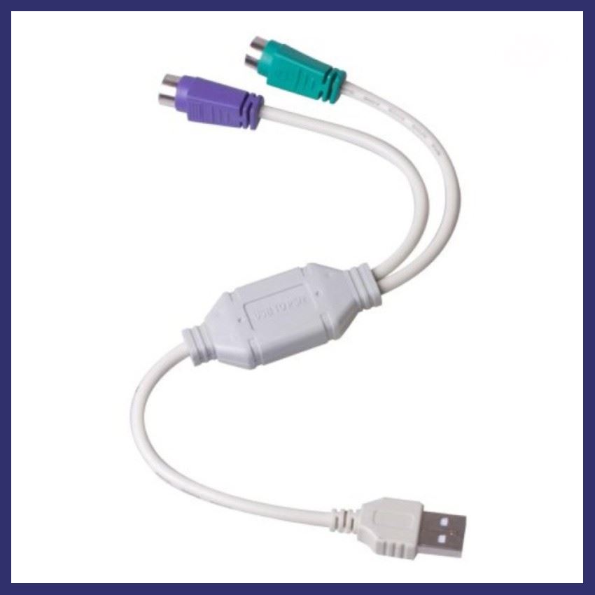คีย์บอร์ดเกม USB to PS/2 PS2 Keyboard Mouse Cable Active Adapter ...