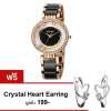 Kimio นาฬิกาข้อมือผู้หญิง ประดับคริสตัล สาย Alloy งานเก๋  รุ่น K485 ( แถมฟรี ต่างหู Crystal Heart Earring 1คู่ 199-) พร้อมกล่อง KIMIO