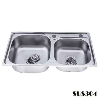 อ่างซิงค์ล้างจานสเตนเลสแบบ 2 หลุม มี 2 แบบให้เลือก (Stainless steel sink DD045 )