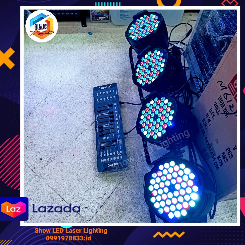 ยกชุด  PAr 4 ตัว พร้อม DMX 512 ไฟ LED ไฟพาร์ LED 54x3W PAR 54 LED  3w RGBW ไฟพาร์ LED disco lights LED ไฟเวที  ไฟดิสโก้เธค ไฟปาร์ตี้ ไฟเวที แสง สี เสียง