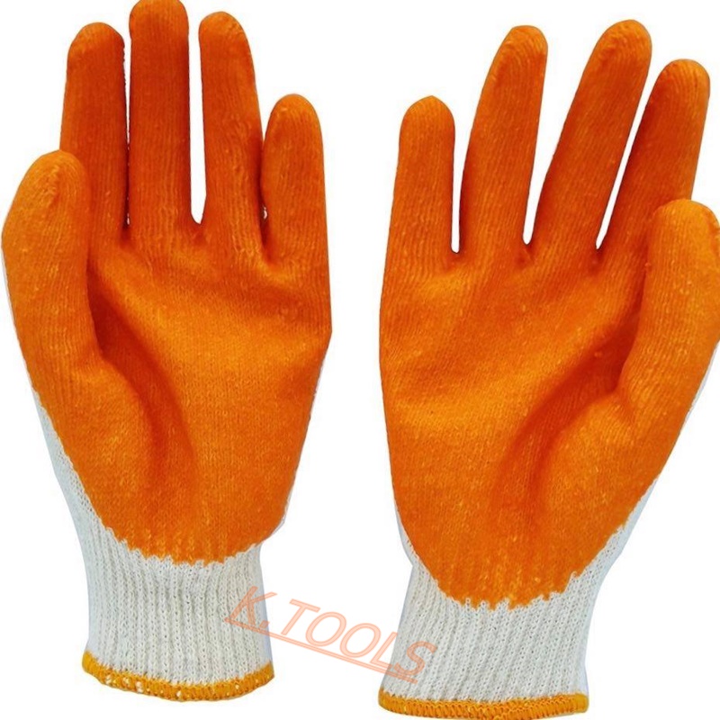 ถุงมือผ้า ถุงมือเคลือบยาง สีส้ม 1 คู่ ถุงมือ