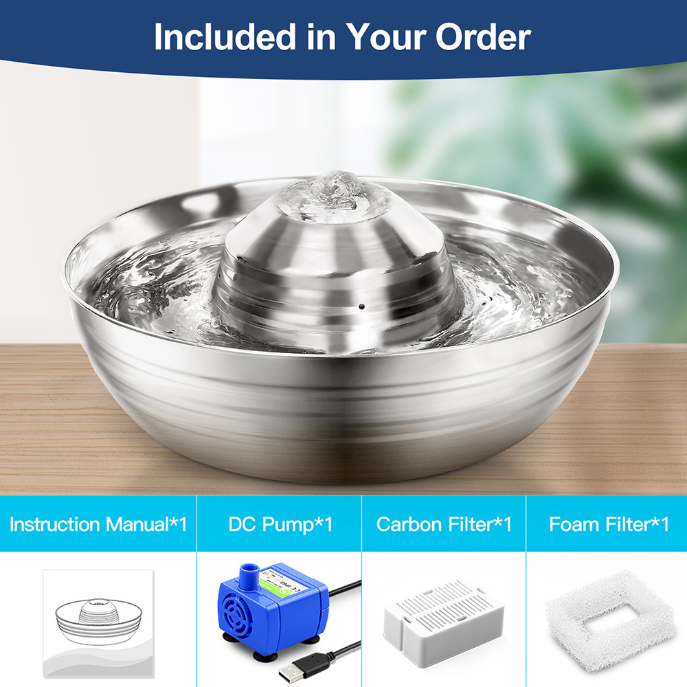 Stainless Steel Pet Drinking Fountain Dog Cat Water Fountain for Cats ...