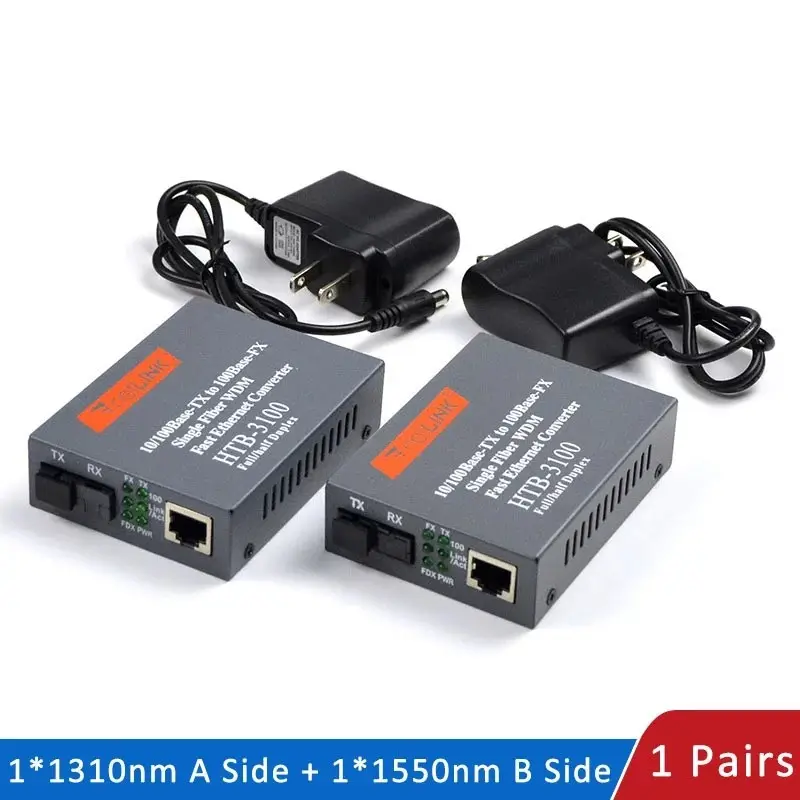 ภาพหน้าปกสินค้า1 คู่NetLINK Media Converter HTB-3100 (A/B) Fiber Optic 25KM Single-mode Single-fiber WDM RJ45 FTTH มีเดีย คอนเวอร์เตอร์ จากร้าน GoGoodies บน Lazada